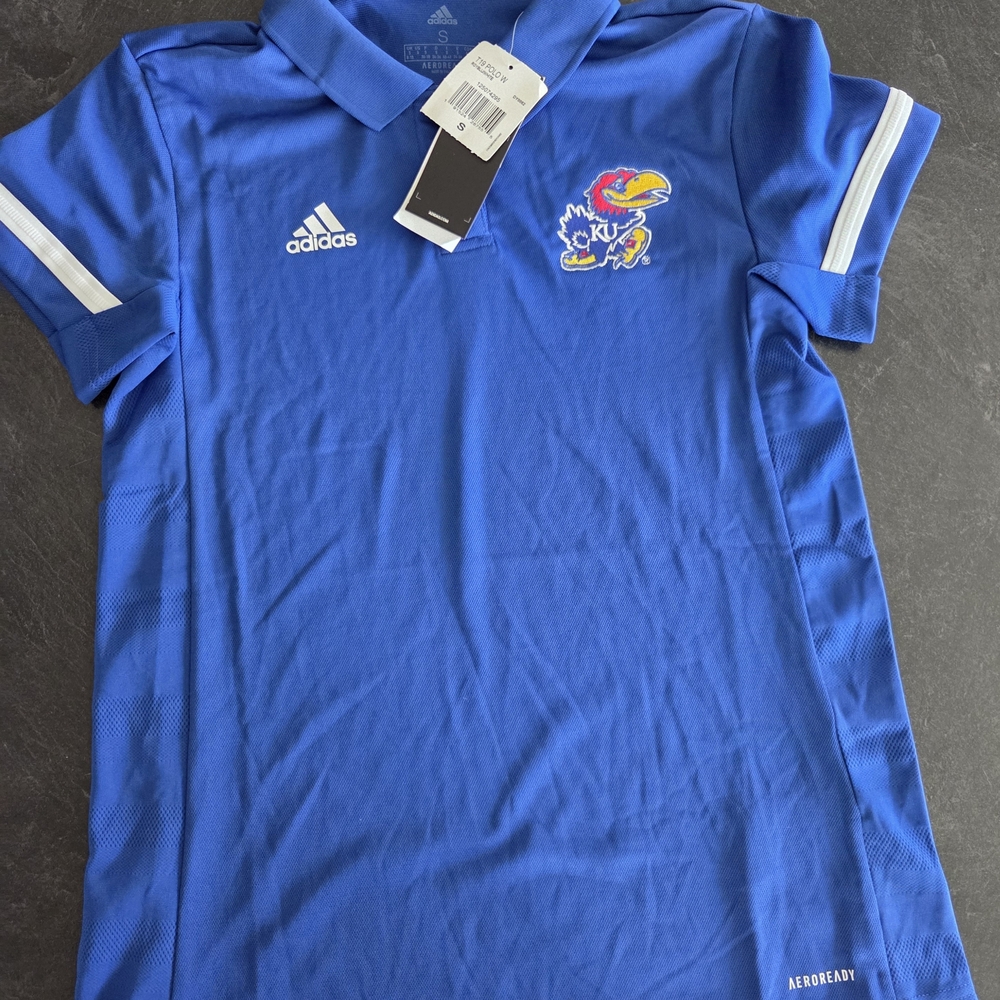 Adidas Women's Blue Polo with KU Logo